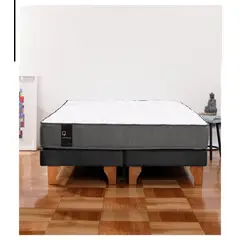LATAM HOME - Cama Europea Zen Best 2 Plazas Base Dividida Tela Negra