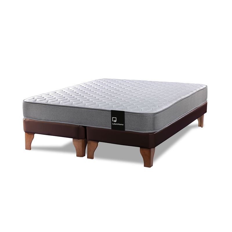 LATAM HOME - Cama Europea Latam Home Zen Best 2 Plazas Base Dividida Pu Chocolate