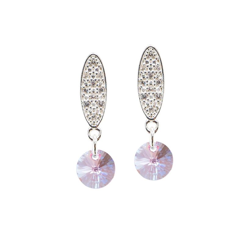JOYAS MONTERO - Aros Punto De Luz Baño de Oro Blanco Cristal Genuino Rose Shimmer