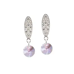 JOYAS MONTERO - Aros Punto De Luz Baño de Oro Blanco Cristal Genuino Rose Shimmer