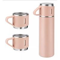 Set termos para agua caliente y fria + 3 tazas rosadas
