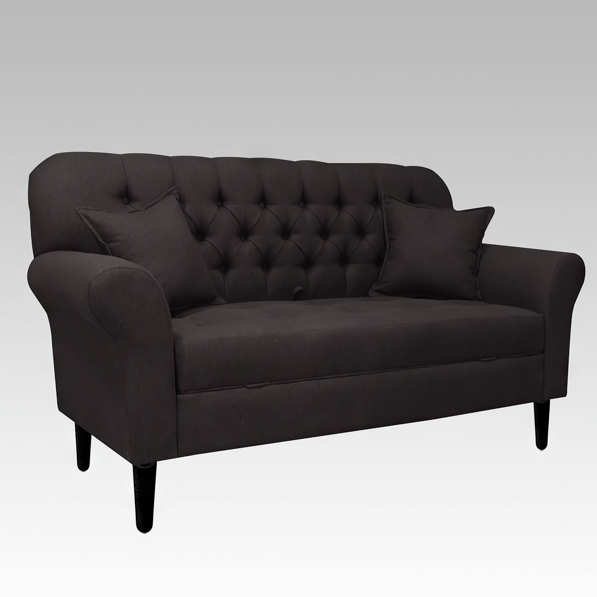 GENERICO - Sofá Baúl 2 Cuerpos Estilo Capitoné Hamburgo Lite - Gris oscuro