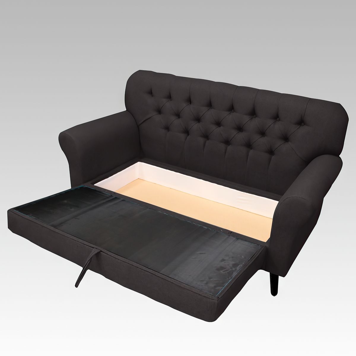 GENERICO - Sofá Baúl 2 Cuerpos Estilo Capitoné Hamburgo Lite - Gris oscuro