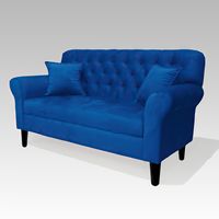 Sofá Baúl 2 Cuerpos Estilo Capitoné Berlín Lite - Azul