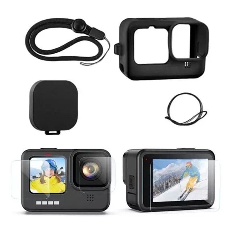 KUANGYE - Kit Funda Silicona Y Cristal Templado Correa Para Gopro 9 10 11