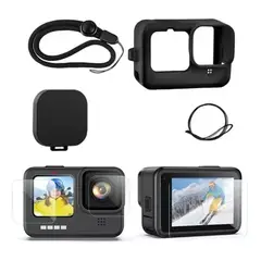 KUANGYE - Kit Funda Silicona Y Cristal Templado Correa Para Gopro 9 10 11