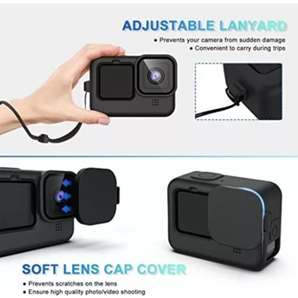 KUANGYE - Kit Funda Silicona Y Cristal Templado Correa Para Gopro 9 10 11