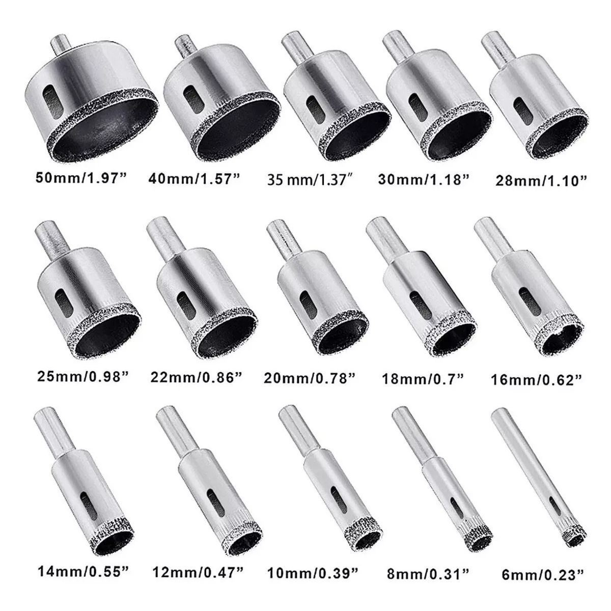 KUANGYE - Brocas Copa Para Cerámicos Mármol Vidrio Piedra 16pcs 6-50mm