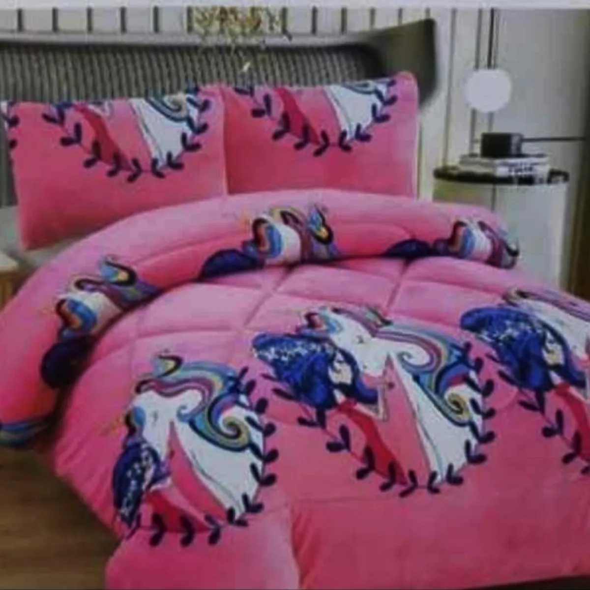 GENERICO - Cubrecama de Invierno Plush con Chiporro 1.5 p Rosado Unicornio