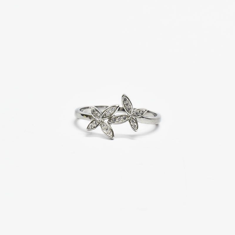 ROSETT - Anillo con dos mariposas en circones Plata 925