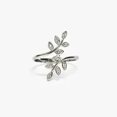 ROSETT - Anillo hoja de olivo con circones cruzadas Plata 925