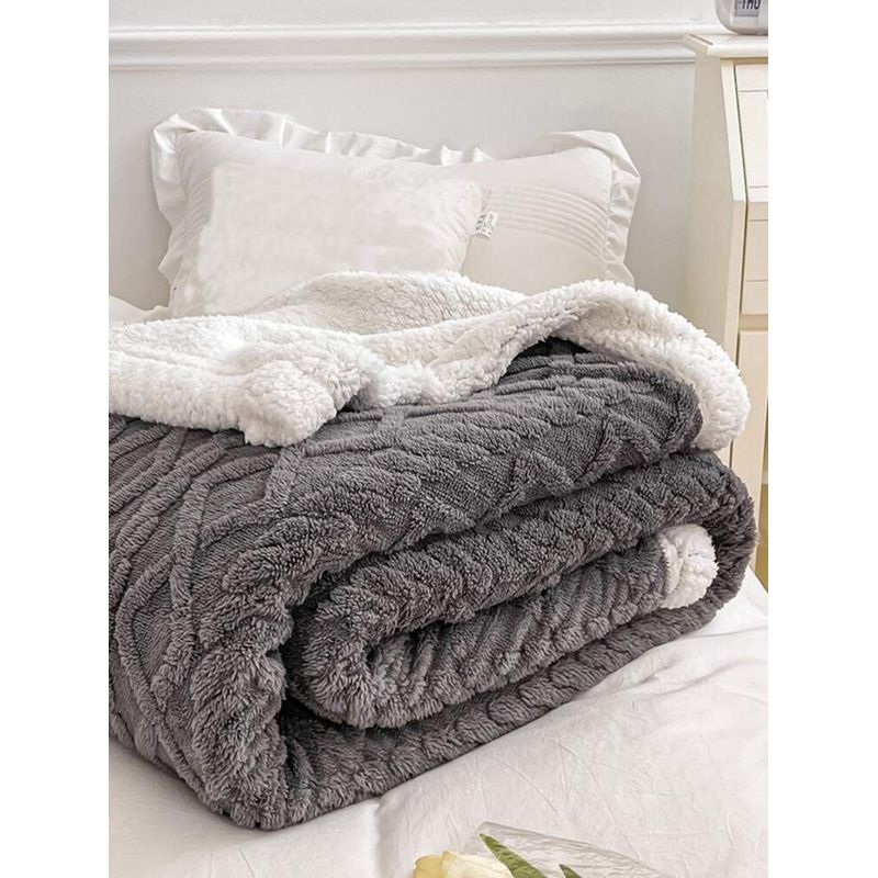 GENERICO - Frazada Sherpa reverso de polar color Gris