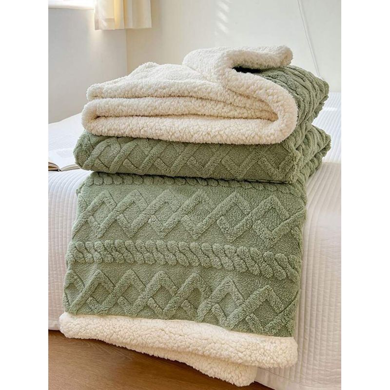 GENERICO - Frazada Sherpa reverso de polar color verde