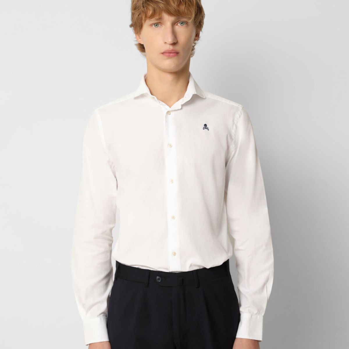 SCALPERS - Camisa Lisa Calavera Contraste White