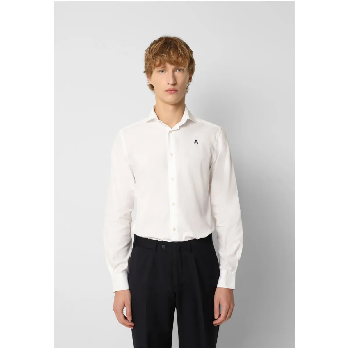 SCALPERS - Camisa Lisa Calavera Contraste White