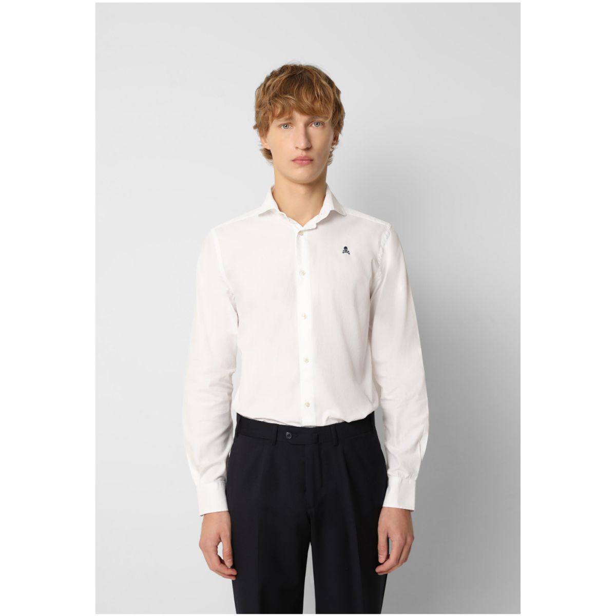 SCALPERS - Camisa Lisa Calavera Contraste White