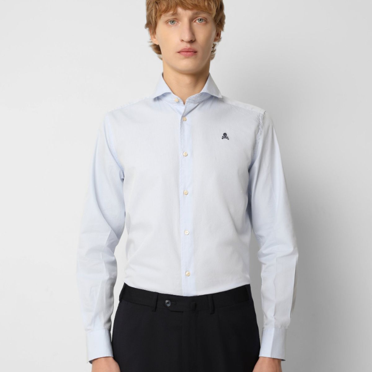 SCALPERS - Camisa Lisa Calavera Contraste White