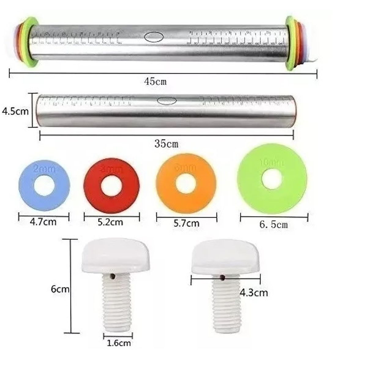 Pasteleria - PACK 2 Uslero Acero Inoxidable Uslero Ajustable Uslero Fondant 45cm
