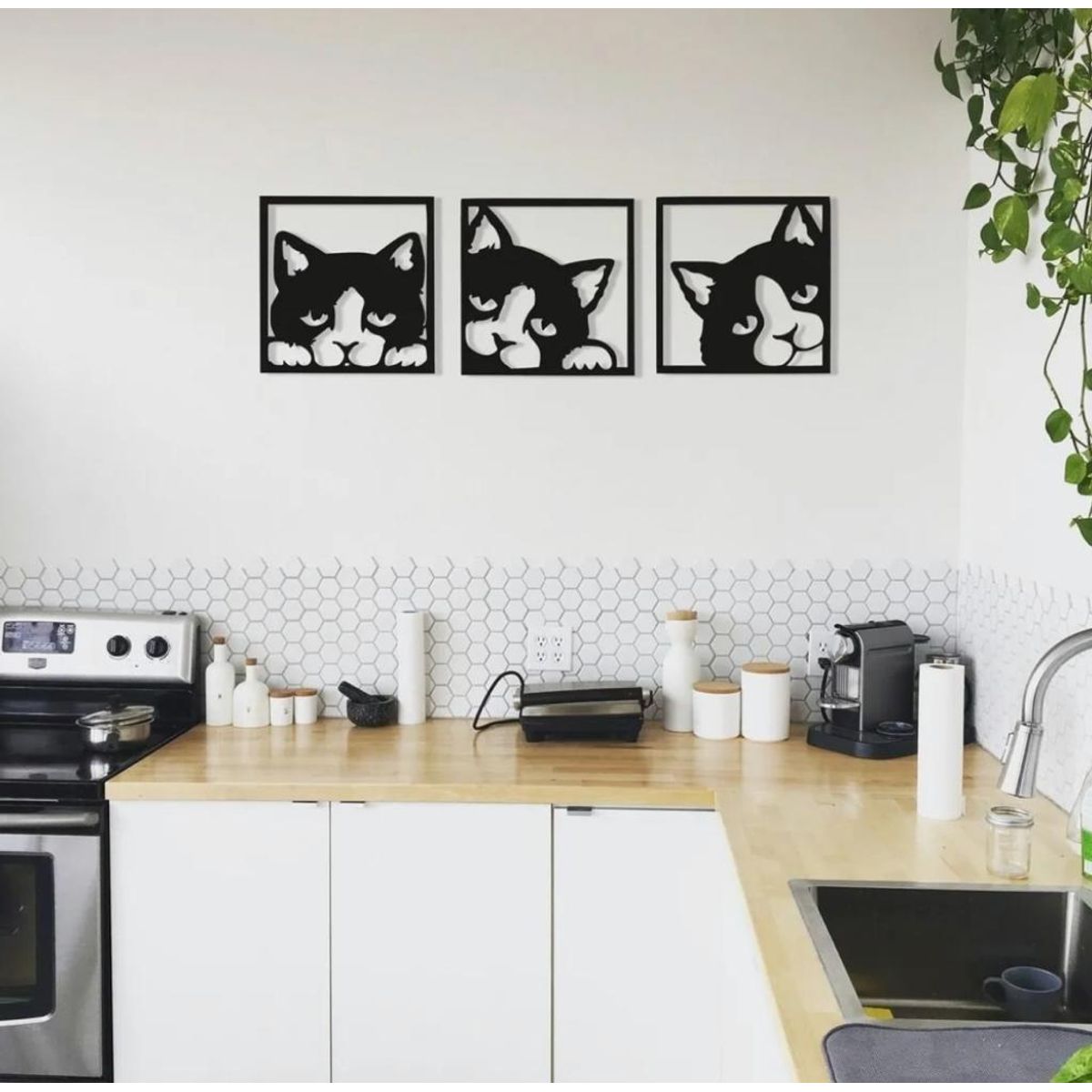 GENERICO - Cuadros Gatos De La Suerte 25cm x 25cm Pack 3ud