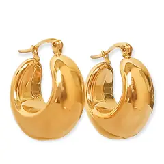 ELBAULDEJUMA - Argollas Aros Hoop Chunky Liviana Chapada En Oro 18k Dorada