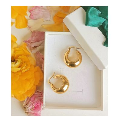 Imagen 2 del producto Argollas Aros Hoop Chunky Liviana Chapada En Oro 18k Dorada