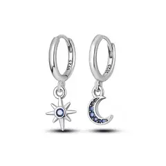 SILVER HEART - Aros Medialuna y Estrella Polar en Plata Fina 925