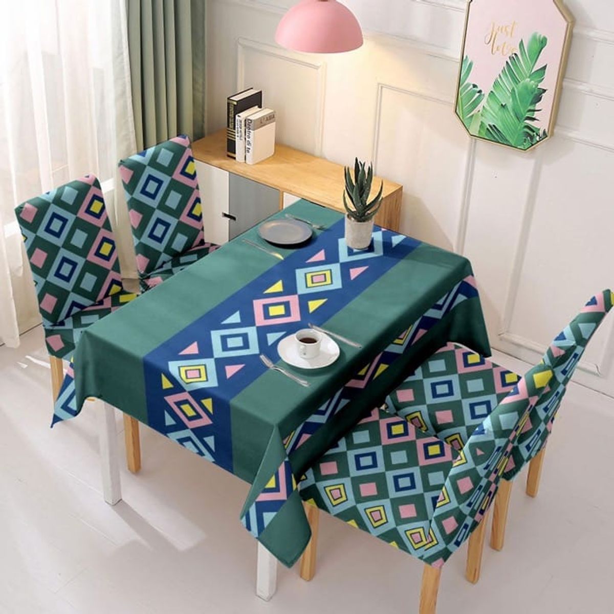 GENERICO - Mantel de mesa rectangular + 6 fundas de silla para comedor 1
