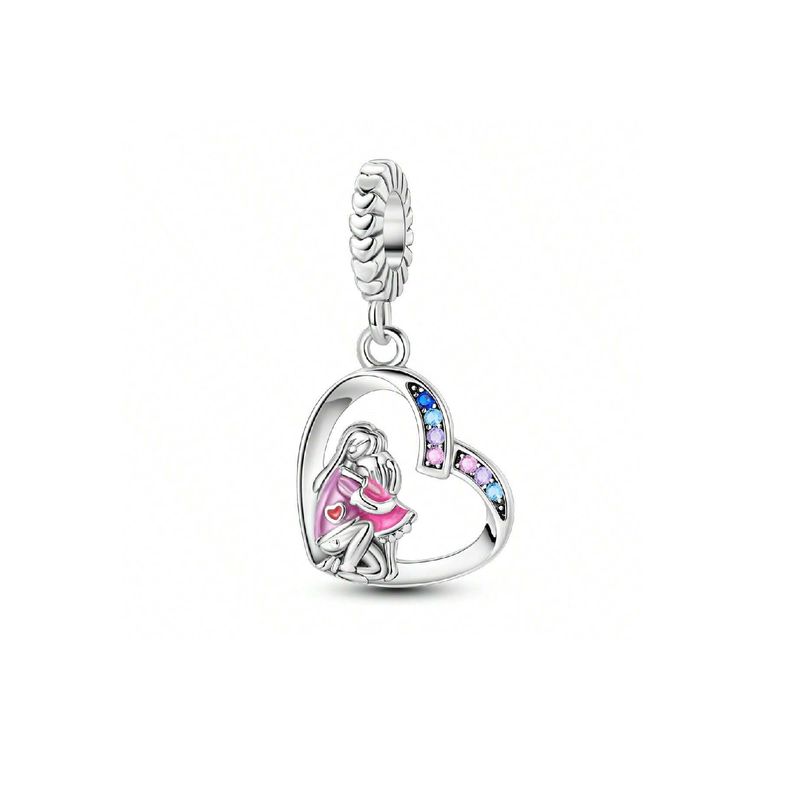 SILVER HEART - Charm Corazón Amor Madre e Hija en Plata Fina 925 SILVER HEART