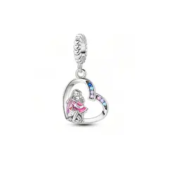SILVER HEART - Charm Corazón Amor Madre e Hija en Plata Fina 925