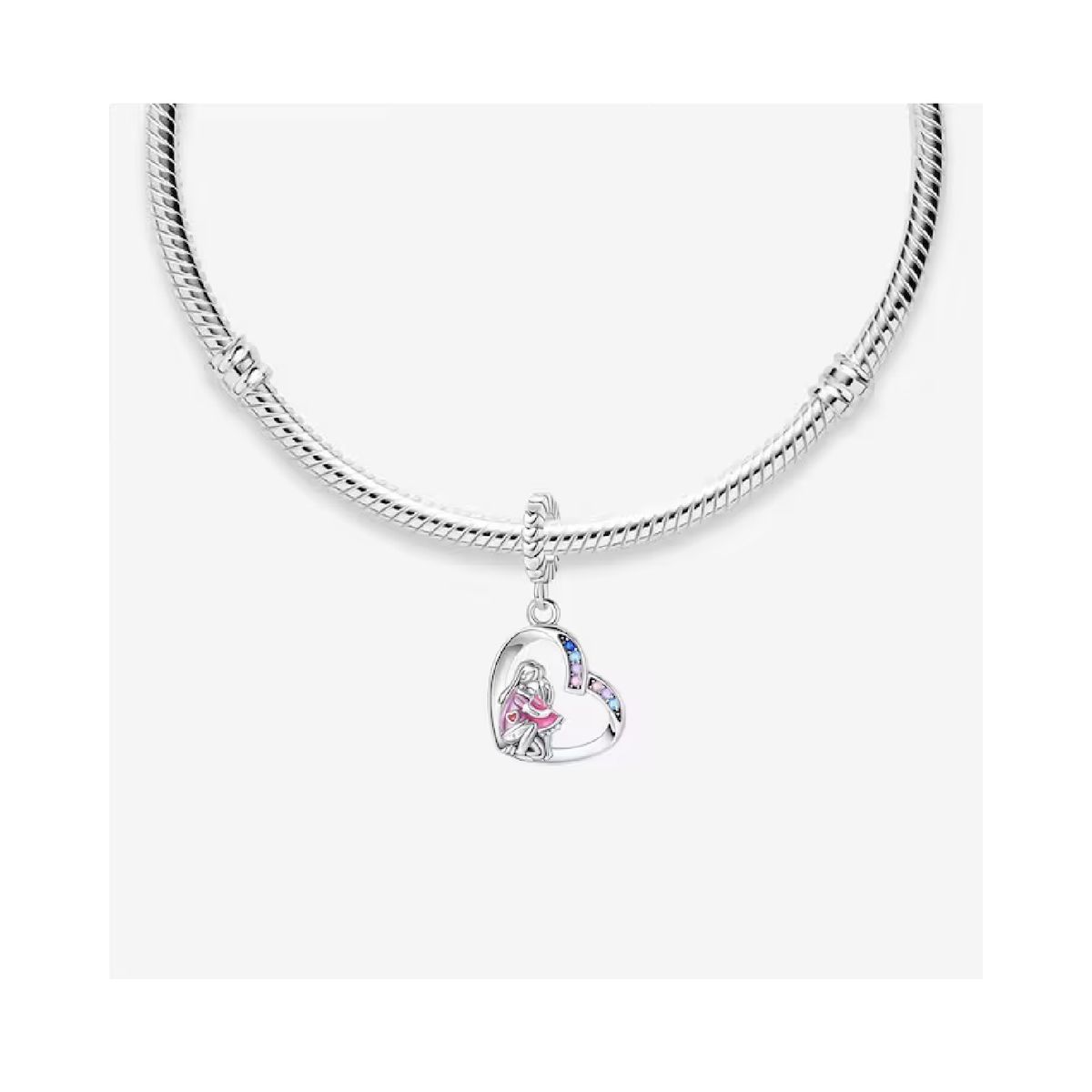 SILVER HEART - Charm Corazón Amor Madre e Hija en Plata Fina 925 SILVER HEART