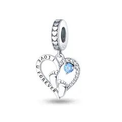 SILVER HEART - Charm Corazón y Pies de Bebé en Plata Fina 925