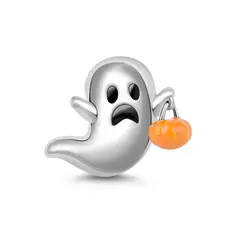 SILVER HEART - Charm Fantasma y Calabaza de Halloween en Plata Fina 925