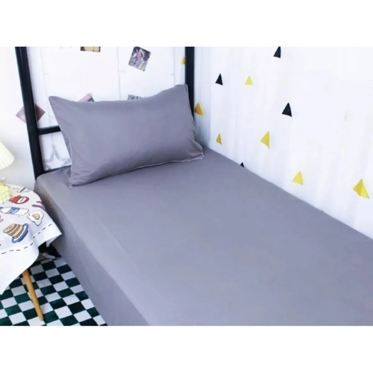 BJ HOGAR - Juego de Sábanas 1 Plaza 144 hilos - Gris