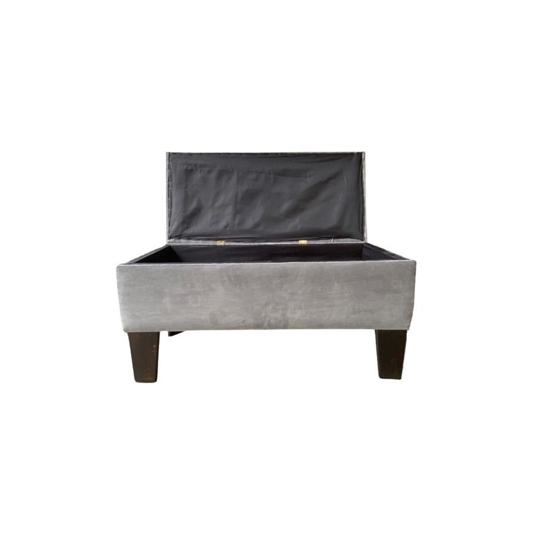 Banqueta Baul Hvm Gris Perla Felpa