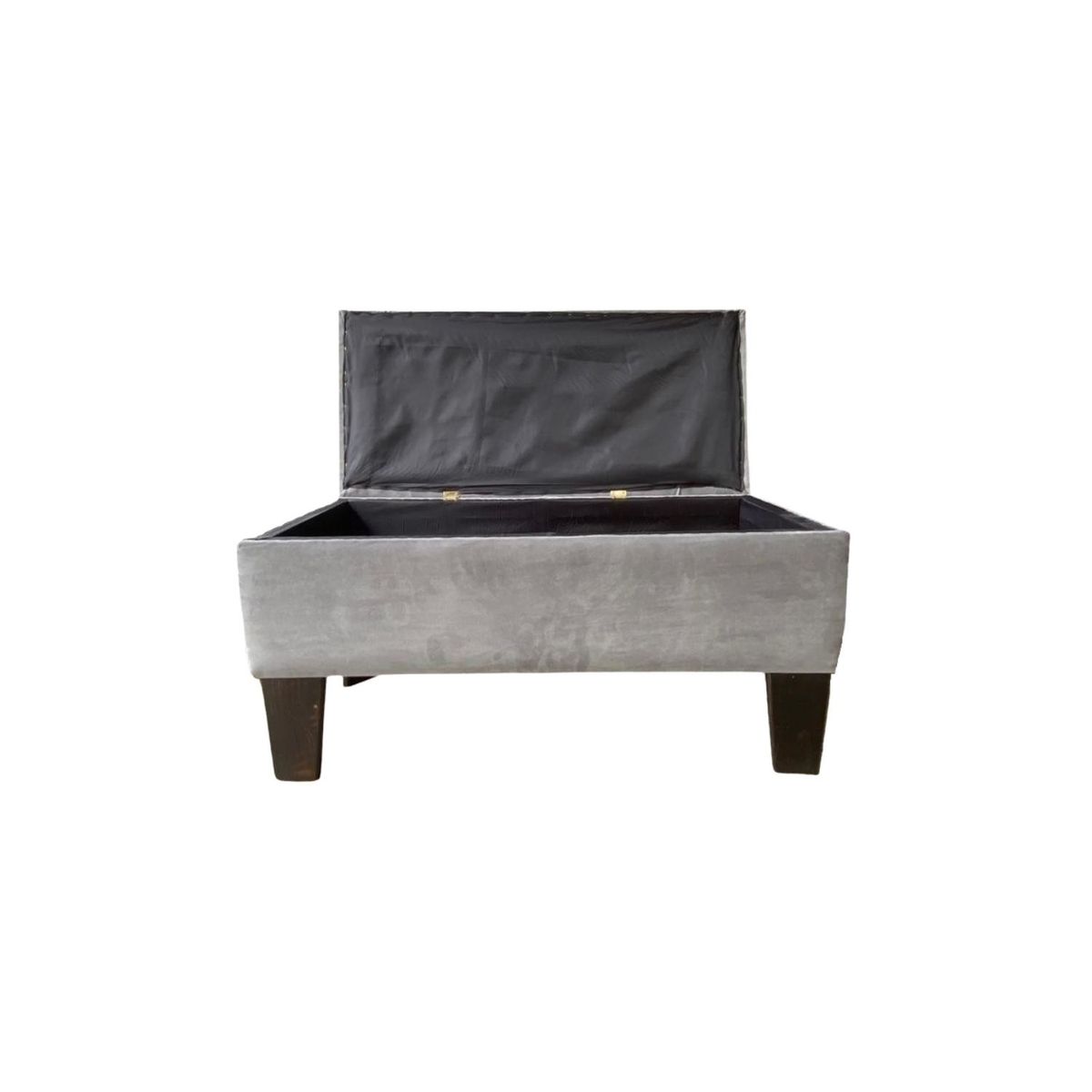 MUEBLES HVM - Banqueta Baúl Hvm Gris Perla Felpa
