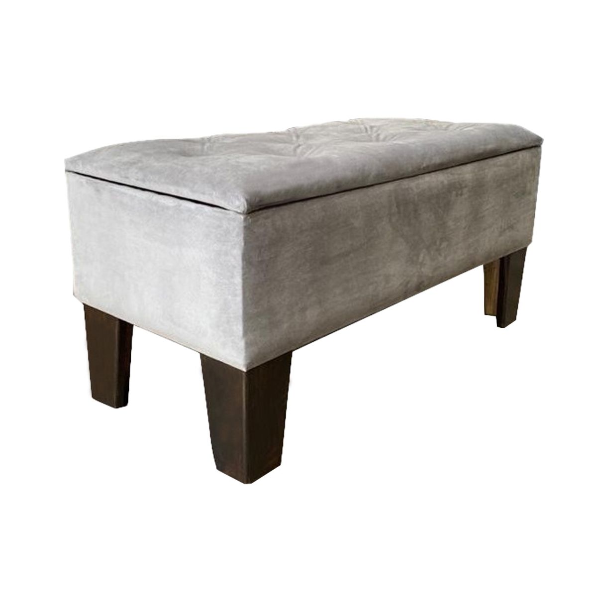 MUEBLES HVM - Banqueta Baúl Hvm Gris Perla Felpa