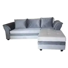 MUEBLERIA LATINA - SECCIONAL FELPA MUSTANG CHICO DERECHO GRIS CLARO BRAZO GRIS OSCURO