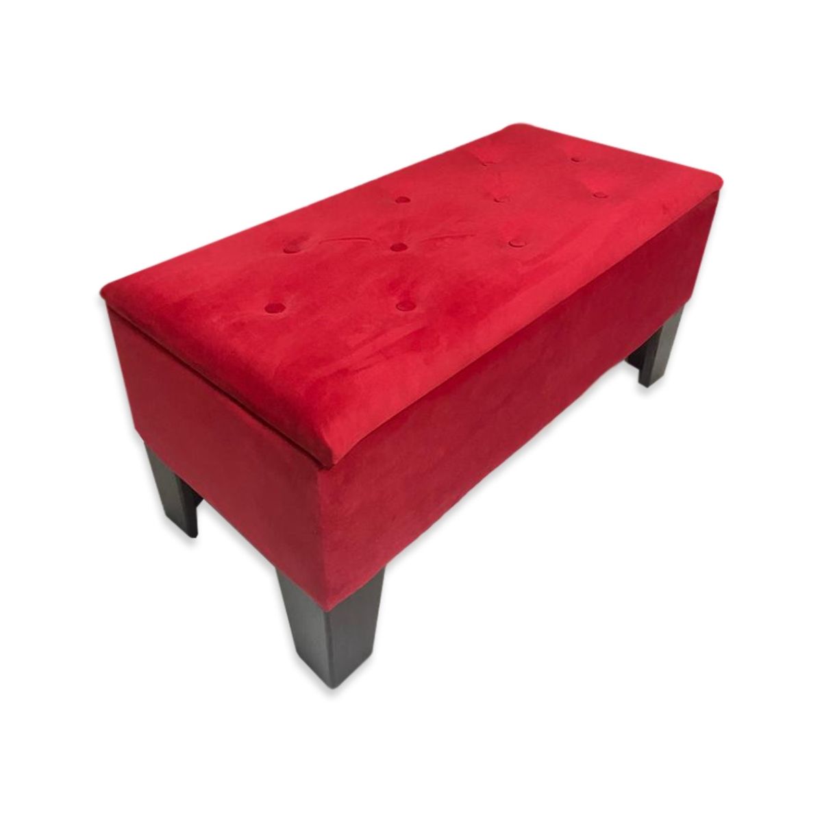 MUEBLES HVM - Banqueta Baúl HVM Roja Felpa