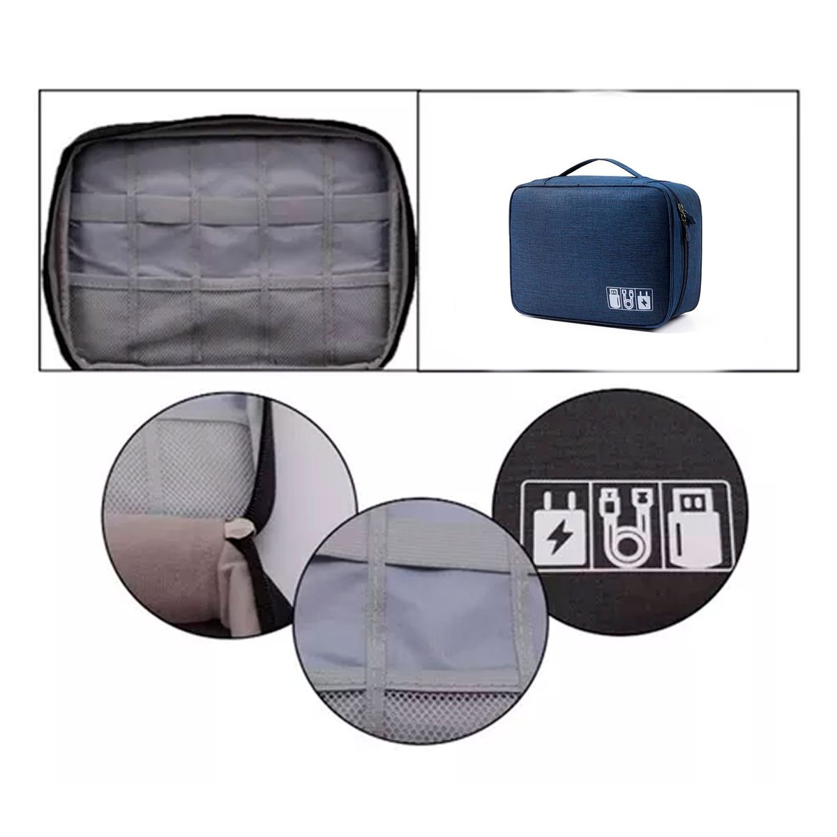 ESHOPANGIE - Bolso Organizador De Cables Y Accesorios Usb Viajero Azul