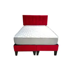 MUEBLES HVM - Cama HVM 2 Plazas BD Rojo Felpa Patas de Madera