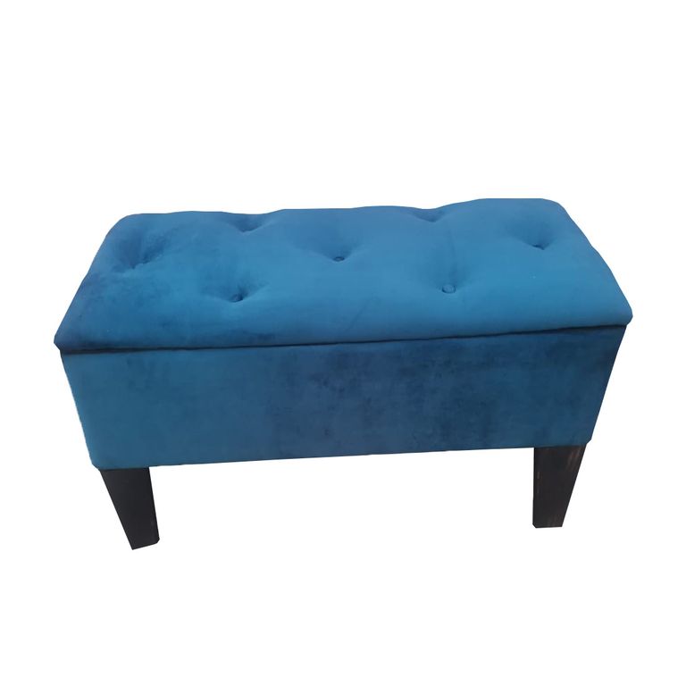 Banqueta Baul HVM Azul Felpa