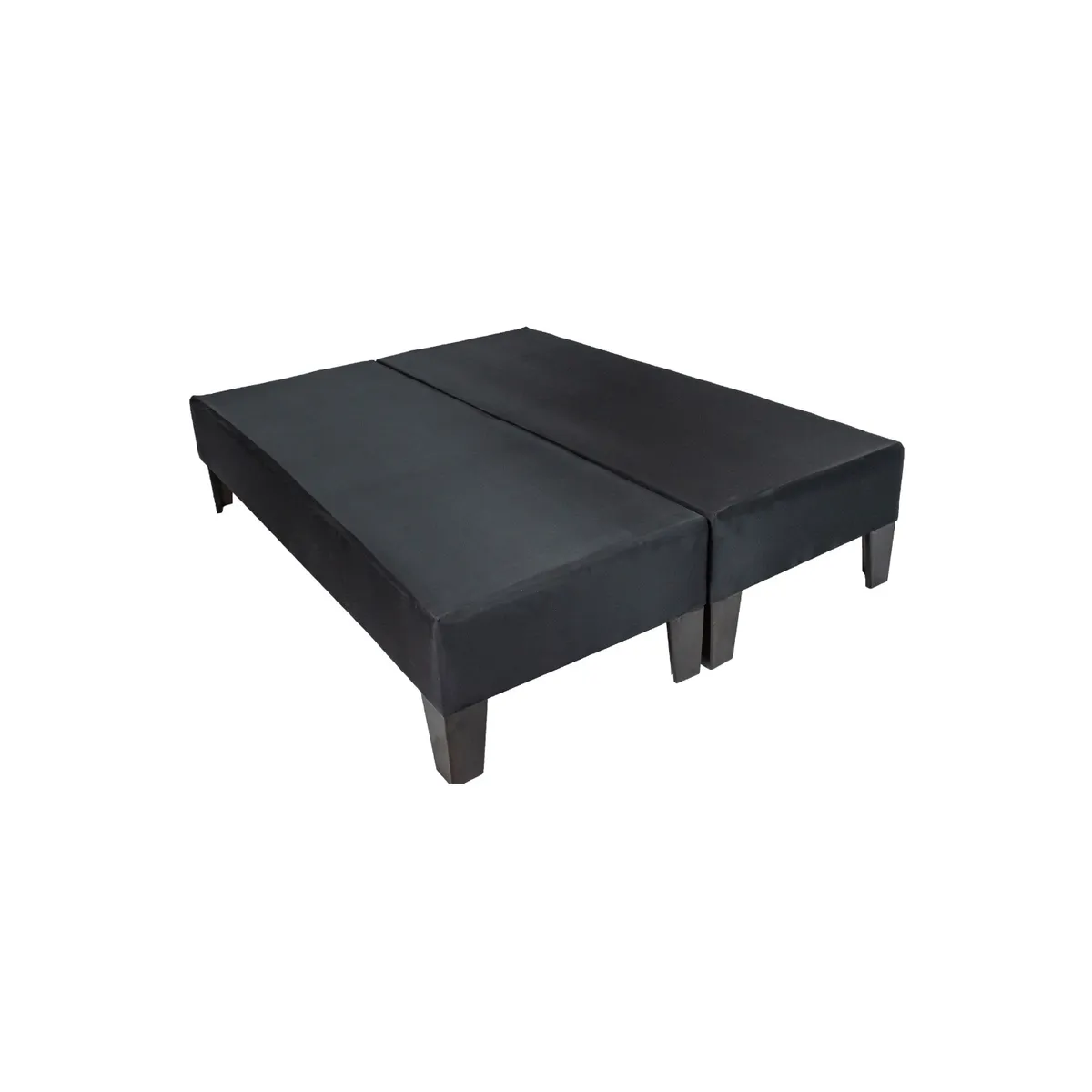 MUEBLES HVM - Base HVM 2 Plazas BD Felpa Negra PMadera