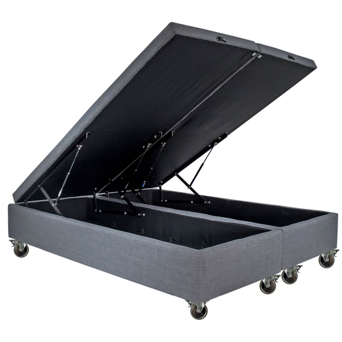 BLOCCARE - Base de Cama Baúl para colchón Emma 2 Plazas largo 200 cm-Rueda Pyton