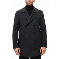 PERRY ELLIS - Abrigo Liso Lana Gris Melange