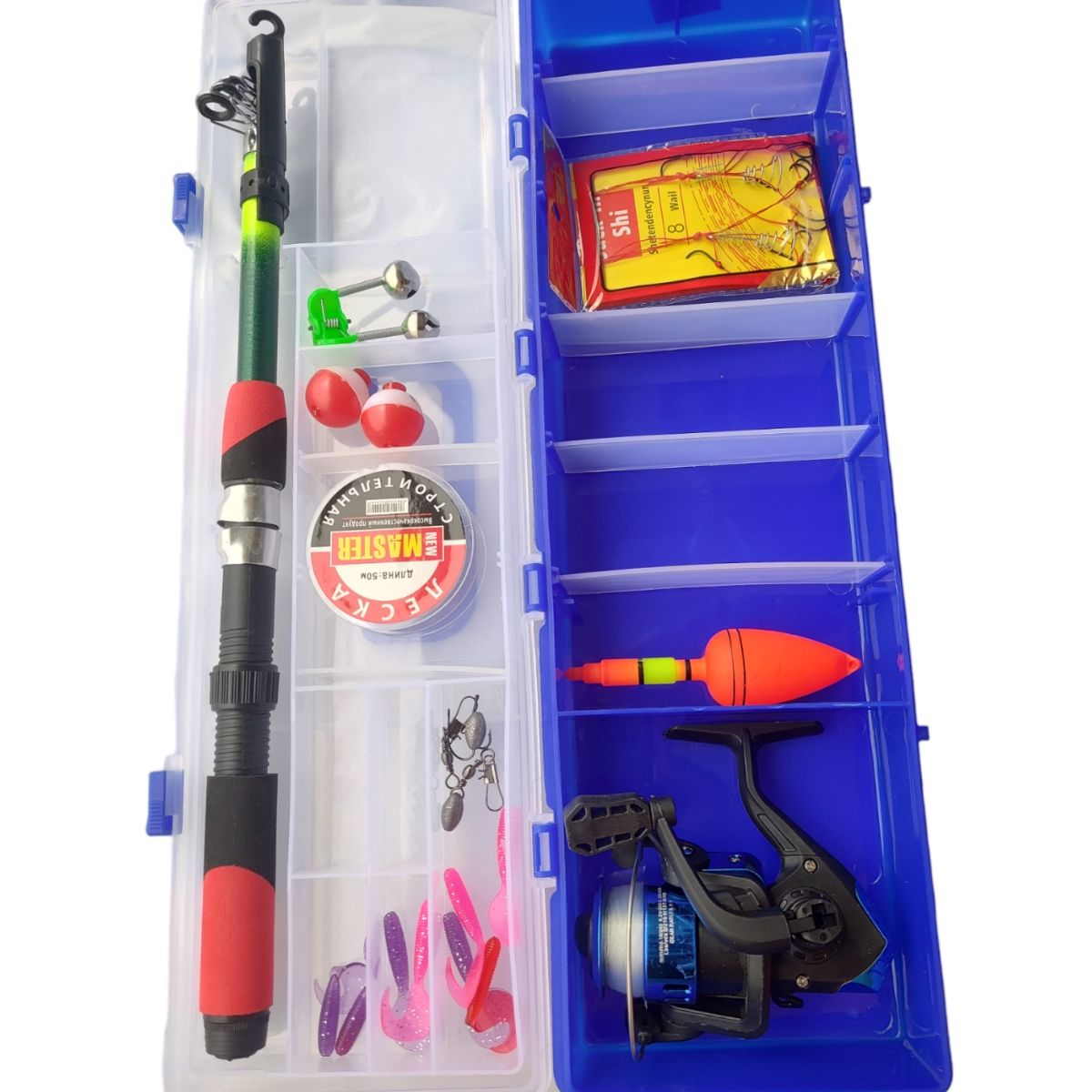 GENERICO - Set De Pesca Caña De Pescar Telescópica Mosquero Carrete