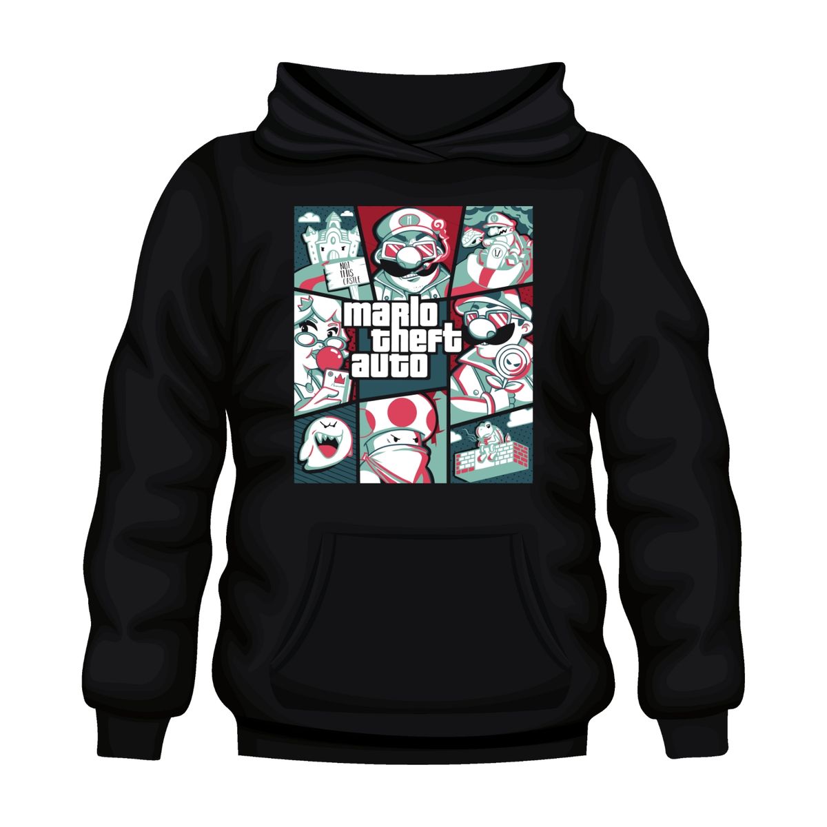 GENERICO - Poleron Canguro Con Capucha Estampado - Gta Mario Theft Auto