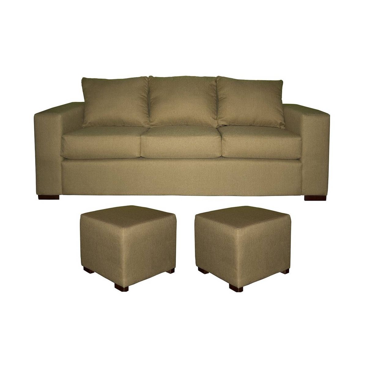 DKORA - Living City Sofá 3 cuerpos +2 puff  Beige