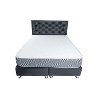Cama HVM 2 Plaza Negra Felpa Respaldo Negro Pu Pata de Metal