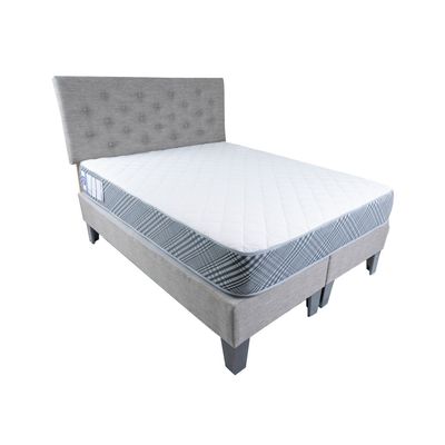 Imagen 2 del producto Cama 2 Plazas Lino Gris Respaldo Lino Gris Pata de Madera