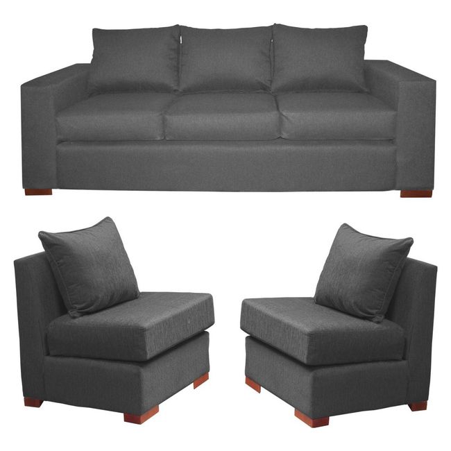 DKORA - Living Evans Sofa  3 cuerpos +2 Sofá 1 cuerpo Marengo